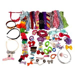 Lot of Girls Hair Accessories Head Bands, Ties, Barrettes, Bows 80+ pieces